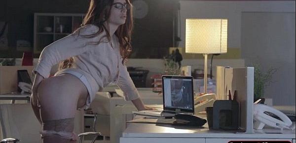  Busty office babe Veronica Vain pounded in many poses